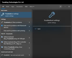 Troubleshoot settings