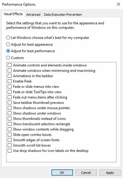 performance option