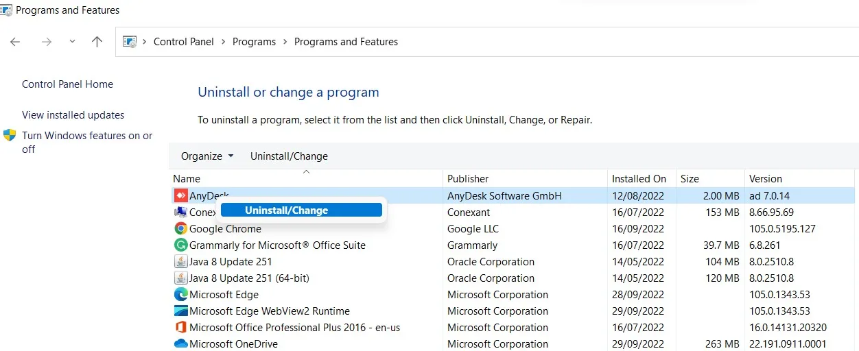 change program