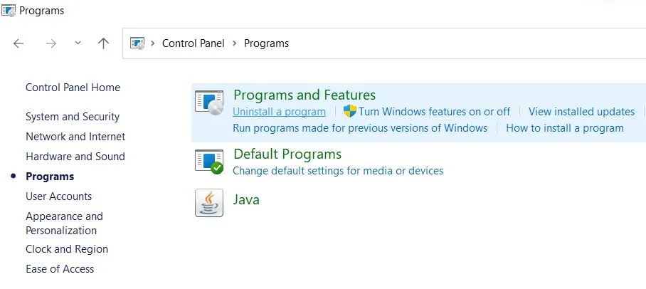 default program