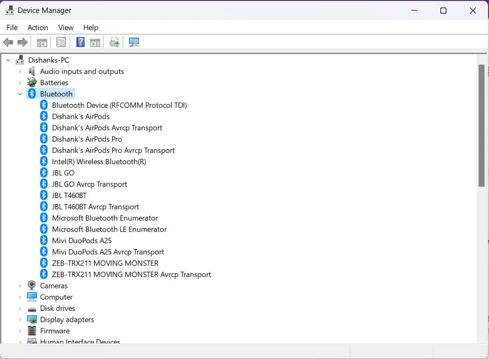 device manager bluetooth