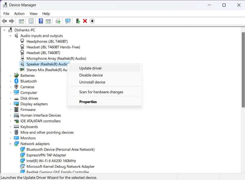 device manager update driver