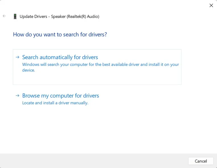 search driver automatically