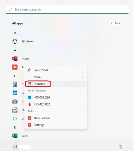uninstall apps