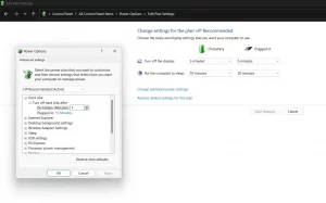 change setting for power option
