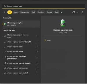 choose power plan