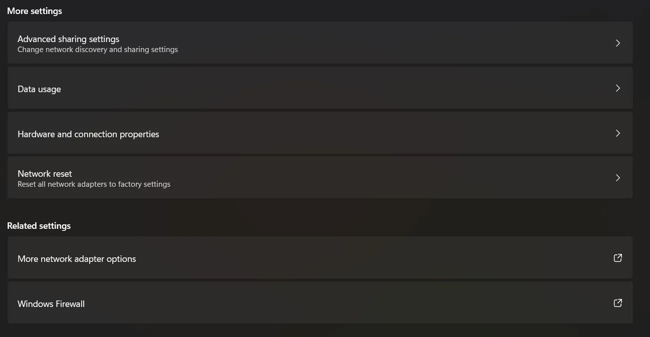 more network setting