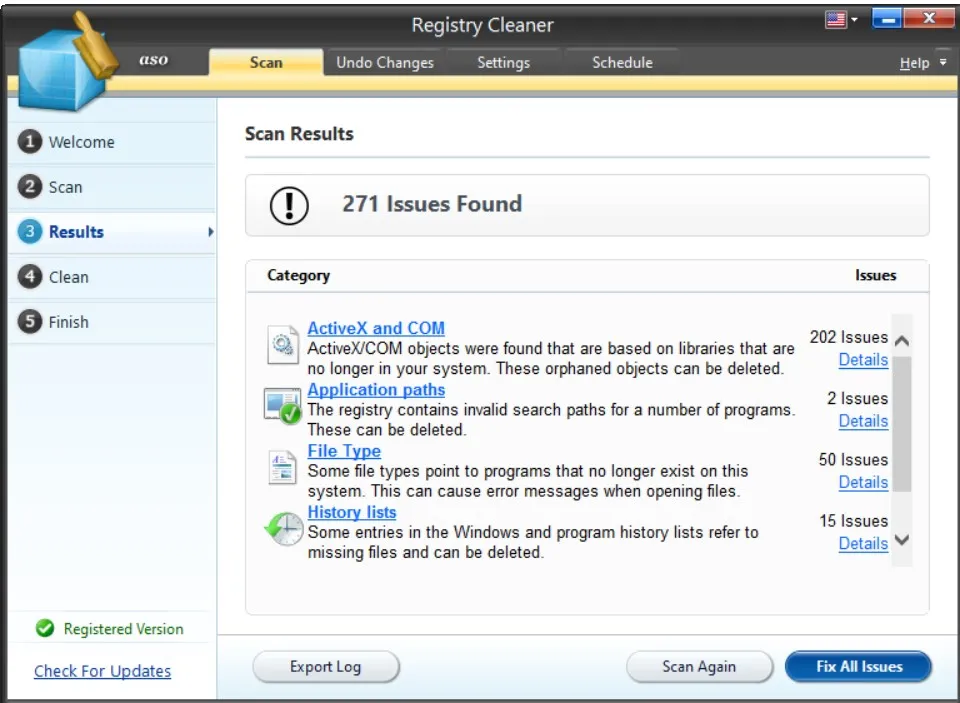 registry cleaner file found
