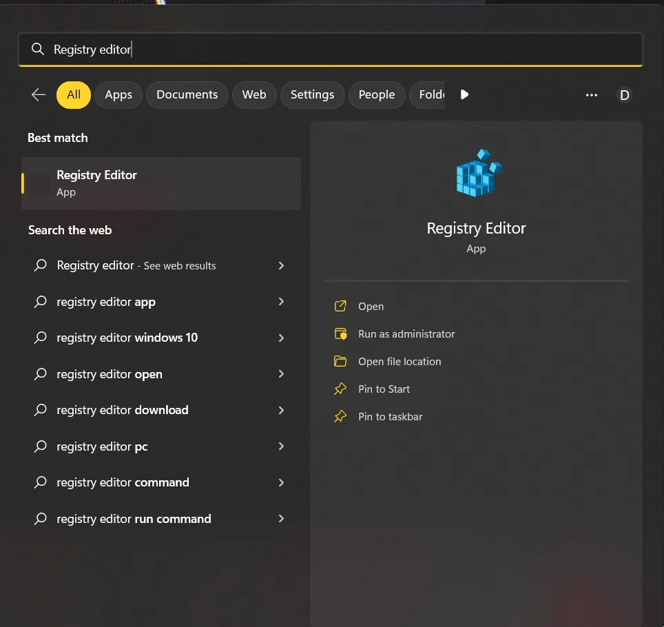 registry editor