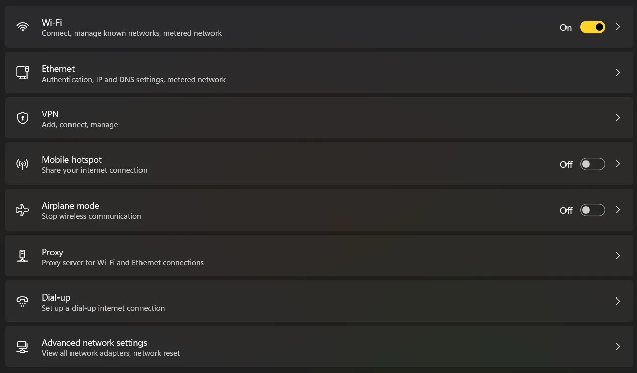 wifi setting