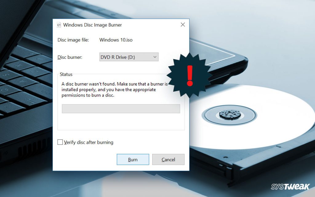 How to Fix Windows Disc Image Burner Not Found Error