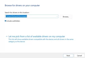 browse driver from pc