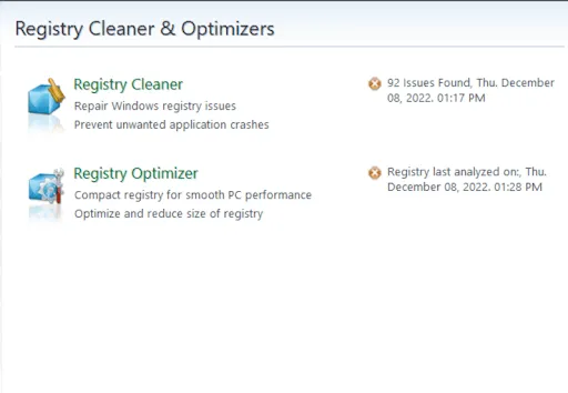 registry cleaners and optimizers
