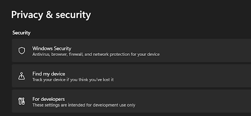 Privacy & Security Settings