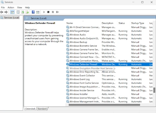 Windows Defender Firewall Found