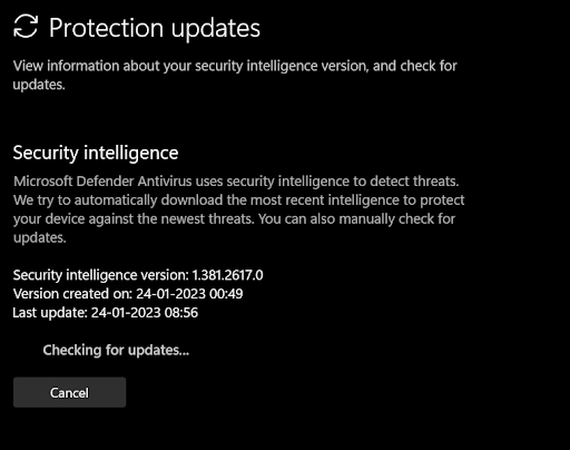 checking for updates