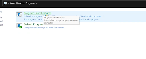 click on Programs & Features