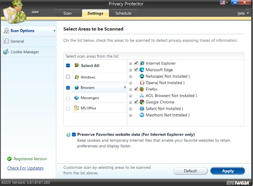 select Google Chrome under Browsers