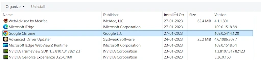 select Google Chrome