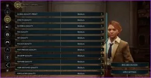 Graphics-option-Medium Settings-Hogwarts- Legacy