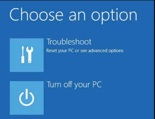 In troubleshooting options find Advanced Option for automatic repair
