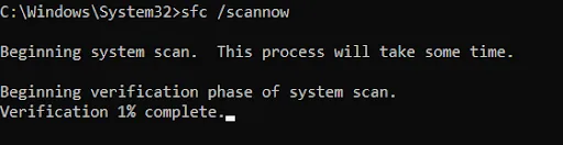 SFC command to scan corrupt files