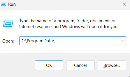 Type command C ProgramData