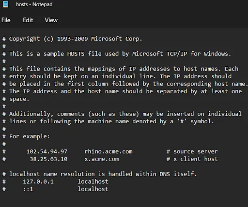 find named Hosts opens up