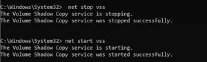 net start vss