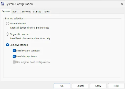 open configuration panel