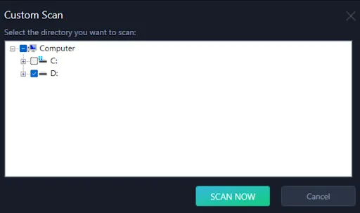 select the drive to scan