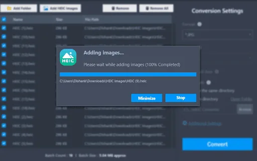 add all the images saved in HEIC format.