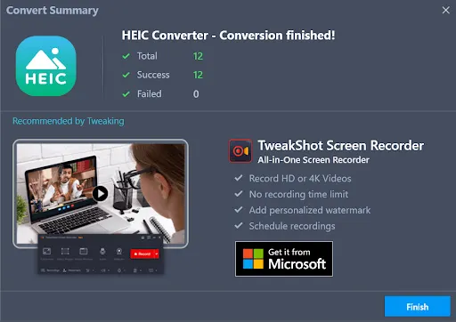 conversion process finish.