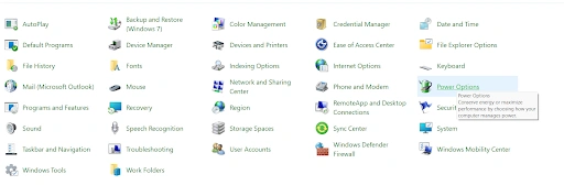 find Power Options