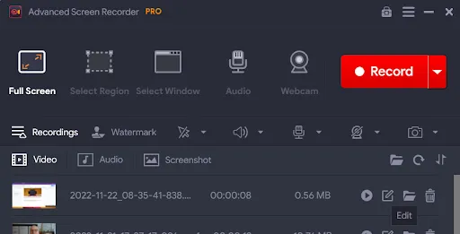 select the recorded video