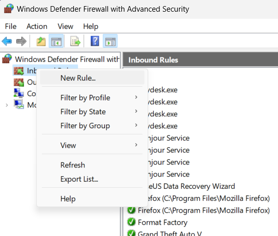 windows defender firewall with advanced security