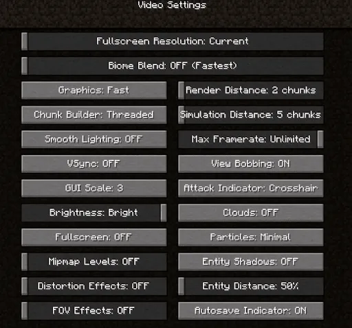 Video Settings opens