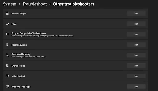 click Run on Windows Store Apps troubleshooter option