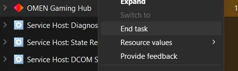 click on end task