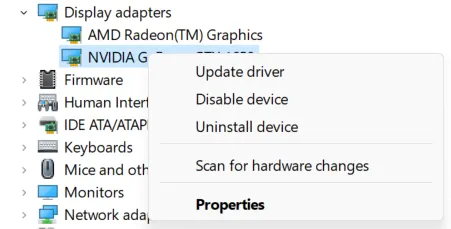 click on update driver option