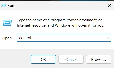command Control to open Control Panel