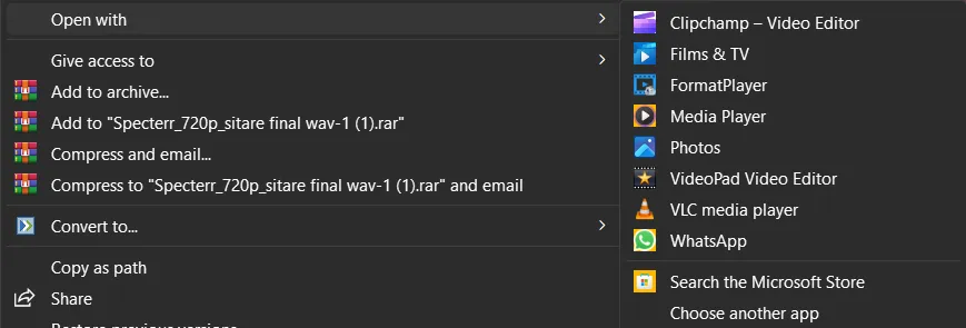 find Open With option