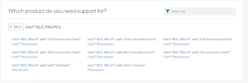 find drivers for your device using filter