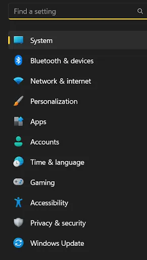 look for Windows Updates in windows setting