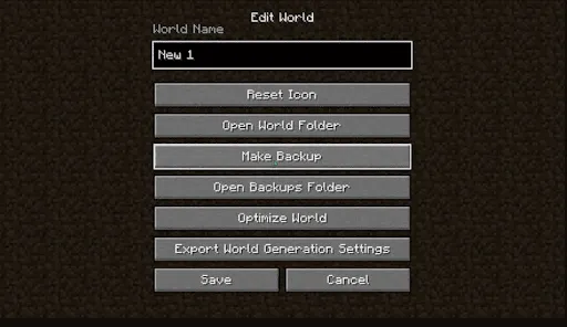 option to back up on your screen