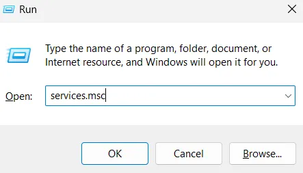 type command to open list of available services