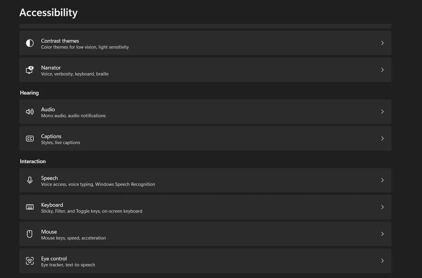 Accessibility Settings