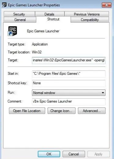 Epic Games Launcher Properties