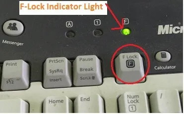 F lock on keyboard is ON