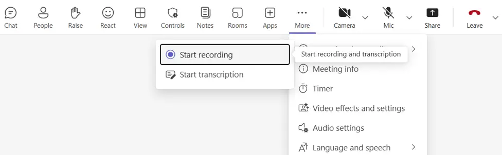 Stop recording and live transcription